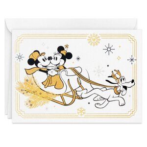Disney Mickey Mouse and Minnie Mouse Sleigh Ride Christmas Note Cards NIB
